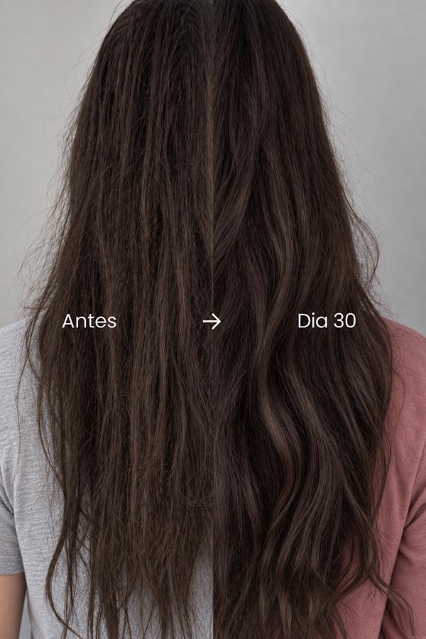 Antes y después del cabello tras 30 días usando Norten Pure®